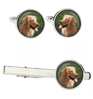 Golden Retriever Ärmelknöpfe und Krawatte mit Ihrem Foto, Anzugaccessoire, Herrenschmuck der Marke Art-Dog