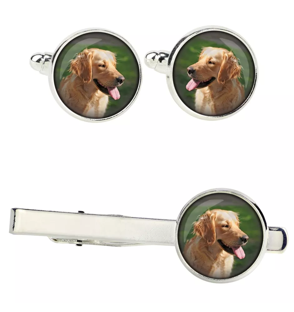 Golden Retriever Ärmelknöpfe und Krawatte mit Ihrem Foto, Anzugaccessoire, Herrenschmuck der Marke Art-Dog