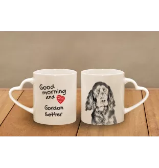 Gordon Setter, Schottischer Setter - Tasse mit Hund, entzückende Tasse mit herzförmigem Henkel, universelles Geschenk der Marke Art-Dog