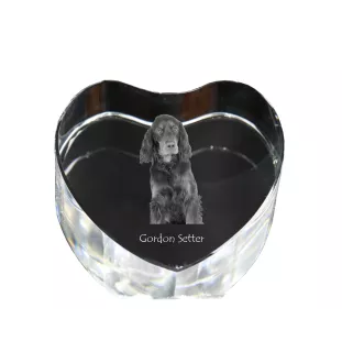 Gordon setter - a photo of a dog in crystal, crystal heart, unique photo frame from the Art-Dog brand
