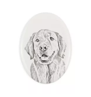 Golden Retriever - Gedenktafel mit einem Foto eines Hundes, Grabplatte mit Druck, personalisierte ovale Platte der Marke Art-Dog
