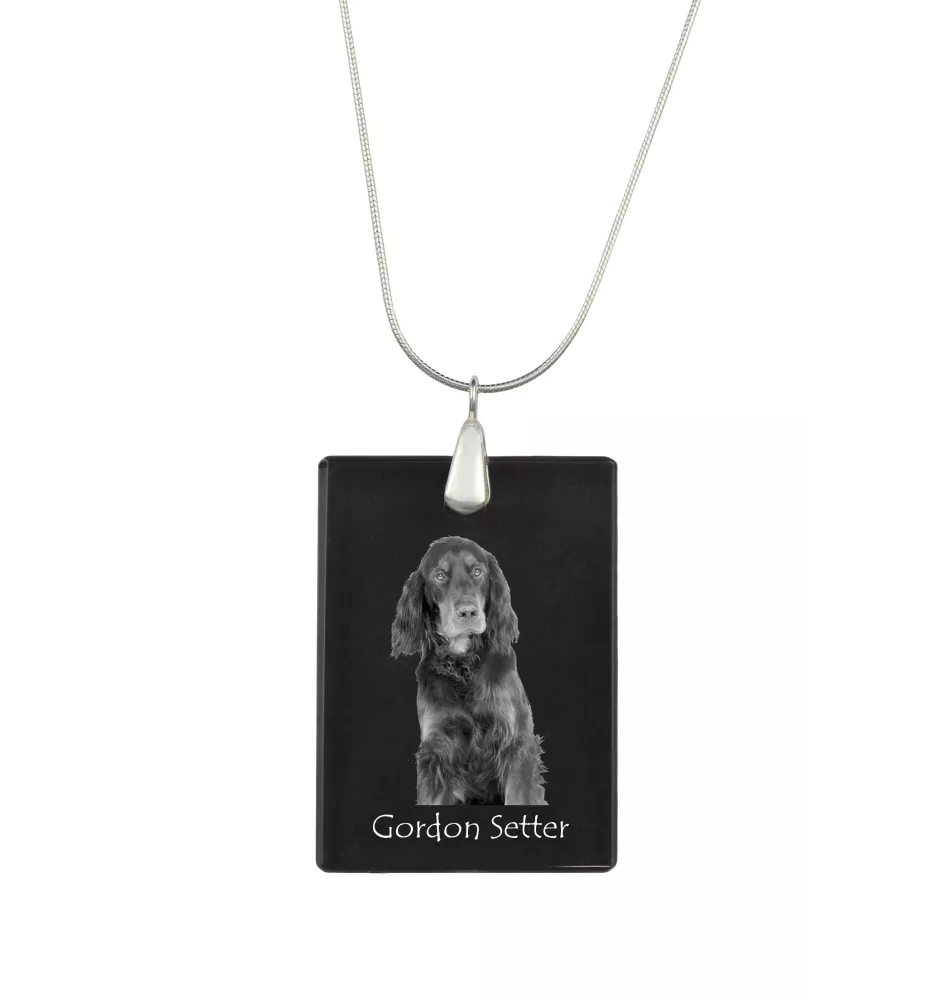 Gordon setter - Crystal pendant with dog, silver necklace with photo, personalised pendant by Art-Dog brand