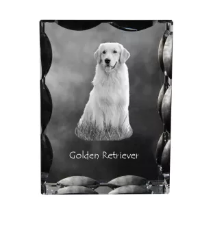 Golden Retriever - Kristall mit einem Hundebild, Glasstatuette mit einem Bild, einzigartiger Bilderrahmen der Marke Art-Dog
