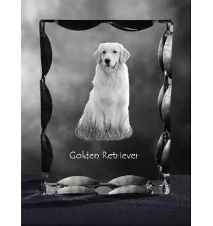 Golden Retriever - Kristall mit einem Hundebild, Glasstatuette mit einem Bild, einzigartiger Bilderrahmen der Marke Art-Dog