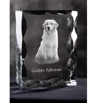 Golden Retriever - cristal avec photo de chien, statuette en verre avec photo, cadre exceptionnel avec photo de la marque Art-Dog
