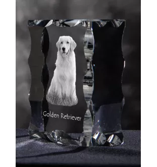 Golden Retriever - Kristall mit einem Hundebild, Glasstatuette mit einem Bild, einzigartiger Bilderrahmen der Marke Art-Dog