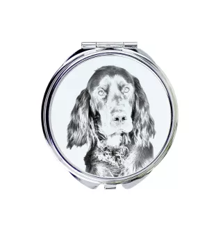 Gordon setter - Pocket mirror with a dog, personalized mirror for a purse, compact mirror with Art-Dog brand print.