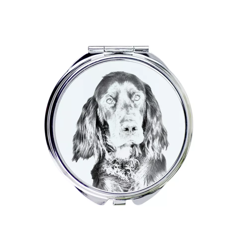 Gordon setter - Pocket mirror with a dog, personalized mirror for a purse, compact mirror with Art-Dog brand print.