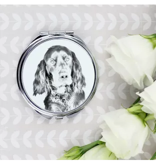 Gordon setter - Pocket mirror with a dog, personalized mirror for a purse, compact mirror with Art-Dog brand print.