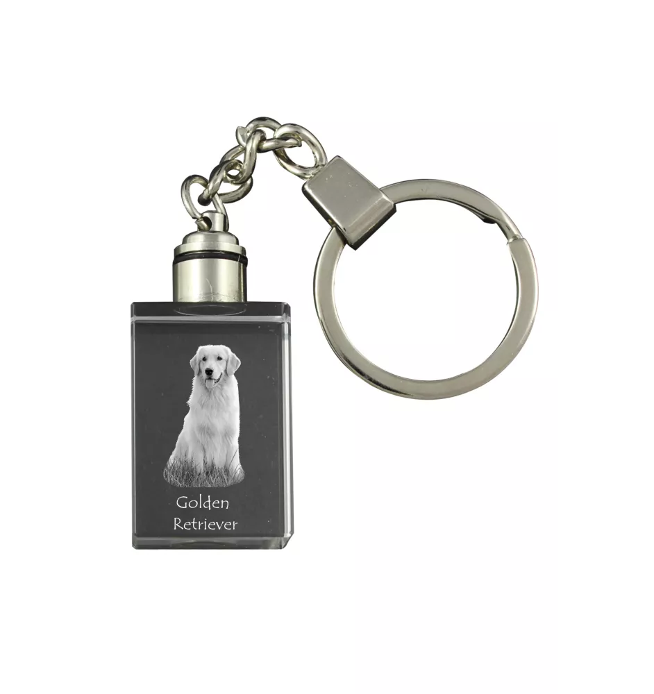 Golden Retriever - Crystal key ring with dog photo, illuminated key ring, unique gift by Art-Dog brand