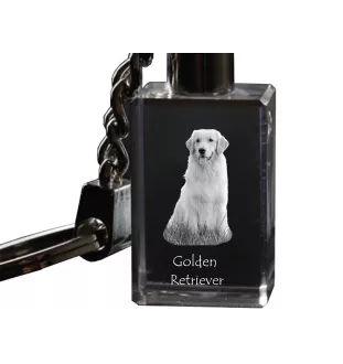 Golden Retriever - Crystal key ring with dog photo, illuminated key ring, unique gift by Art-Dog brand