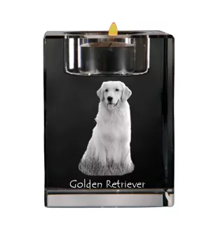 Golden Retriever - Kerzenhalter mit Hundefoto, Teelichthalter aus Kristall, personalisiertes Geschenk der Marke Art-Dog