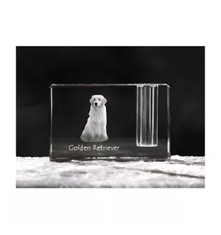 Golden Retriever - Stifthalter, Kristallorganizer mit Hundefoto, einzigartige Schreibtischdekoration der Marke Art-Dog