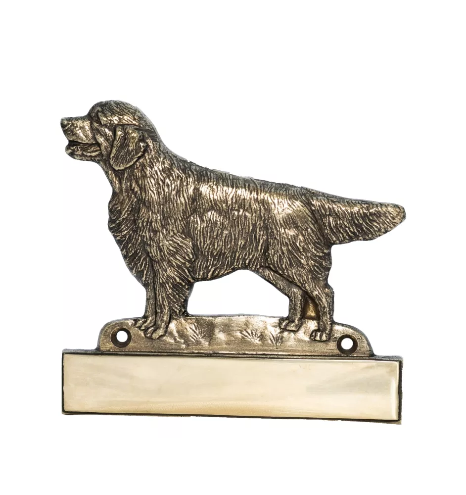 Golden Retriever - plaque d'adresse avec chien, plaque de nom en laiton, plaque de porte personnalisée avec le nom de la marque Art-Dog