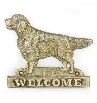 Golden Retriever - Türschild mit Hund, messingfarbenes Willkommensschild, einzigartiges Schild mit der Aufschrift Welcome von der Marke Art-Dog
