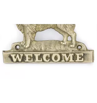 Golden Retriever - a door sign with a dog, a brass welcome plaque, a unique sign with the inscription Welcome from the Art-Dog brand