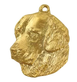 Golden Retriever - porte-clés et collier avec chien dans une boîte, produit plaqué or de haute qualité, marque Art-Dog