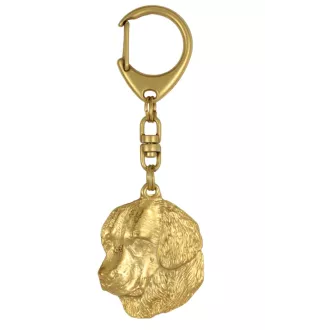 Golden Retriever - Schlüsselanhänger und Halskette mit Hund in einer Box, vergoldetes Produkt von hoher Qualität, Marke Art-Dog