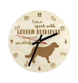 Golden Retriever - clock with a dog, wooden clock, wall clock for dog lovers, clock for desk and shelf, Art-Dog