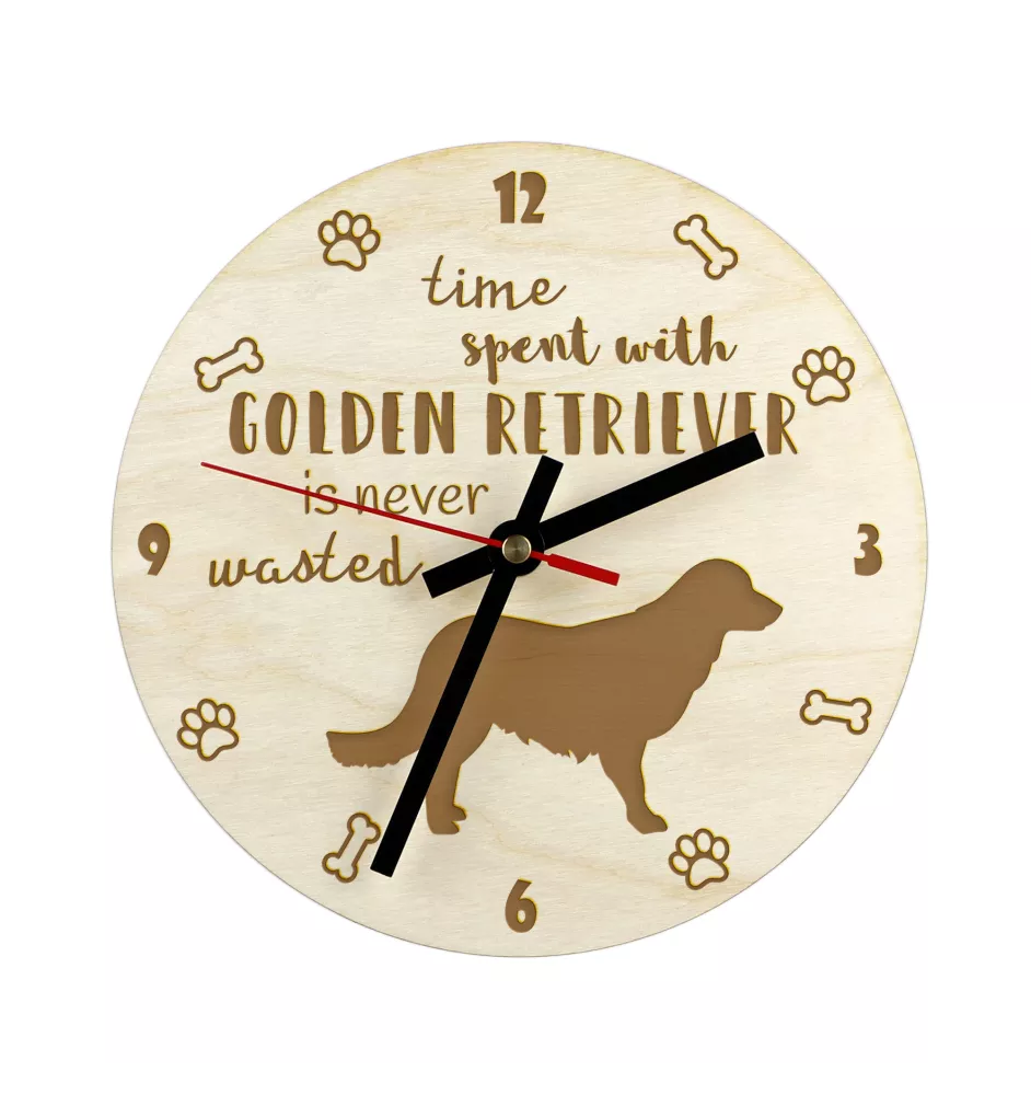 Golden Retriever - clock with a dog, wooden clock, wall clock for dog lovers, clock for desk and shelf, Art-Dog