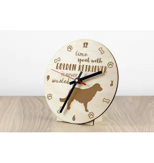 Golden Retriever - clock with a dog, wooden clock, wall clock for dog lovers, clock for desk and shelf, Art-Dog