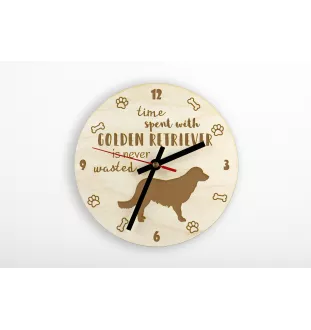 Golden Retriever - clock with a dog, wooden clock, wall clock for dog lovers, clock for desk and shelf, Art-Dog