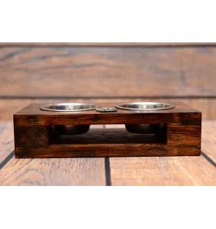 Golden Retriever - Holzständer mit Näpfen für Hunde, Edelstahlnäpfe, Geschenk zur Adoption eines Hundes von der Marke Art-Dog