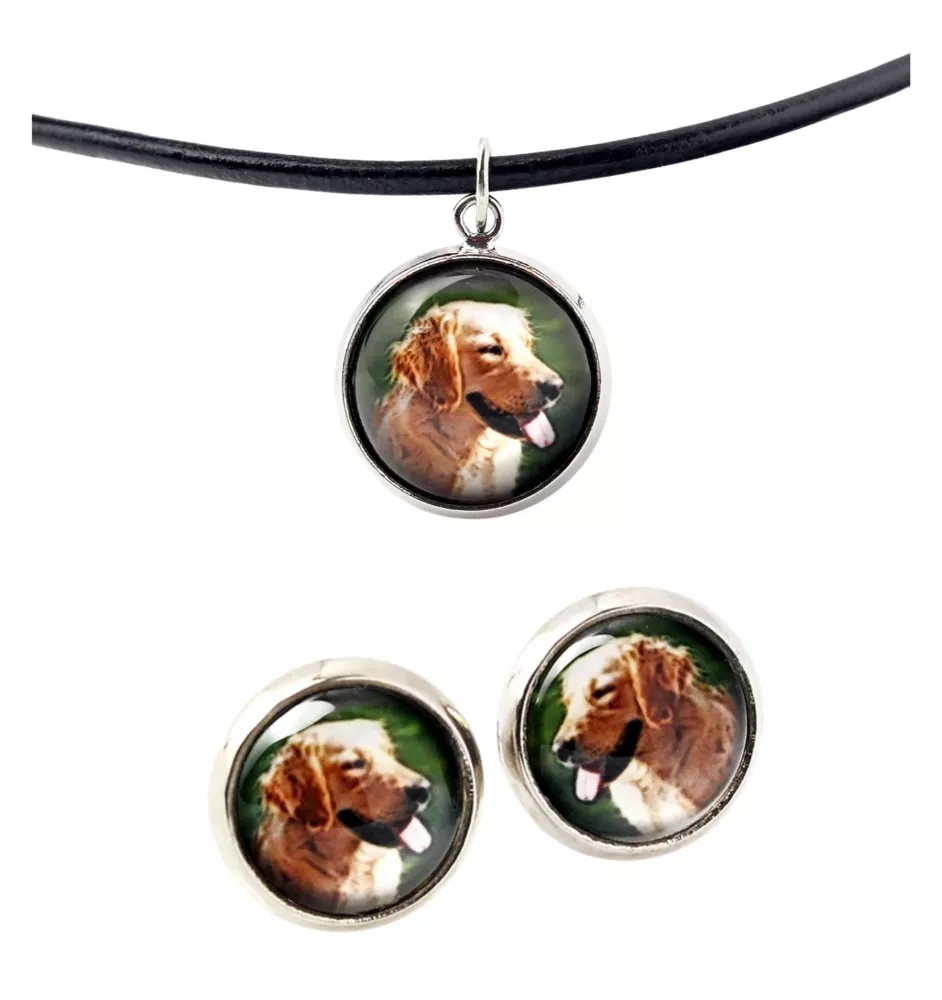 Golden Retriever - Schmuck mit Ihrem Foto-Box, Halskette und Ohrringe-Set, personalisierte Produkte der Marke Art-Dog.