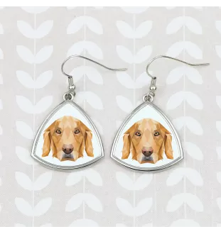 Golden Retriever - Ohrringe mit einem Bild und dem Schriftzug "Geometrischer Hund" von Art-Dog