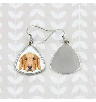 Golden Retriever - boucles d'oreilles avec une photo et un motif de chien géométrique Art-Dog