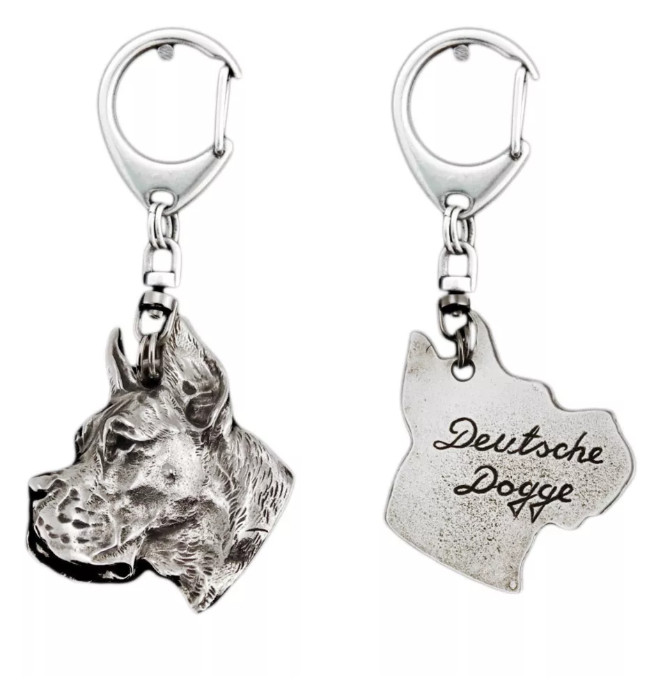 Great Dane I - Silver-plated key ring with a dog in a gift box, handbag decoration, backpack pendant by Art-Dog brand