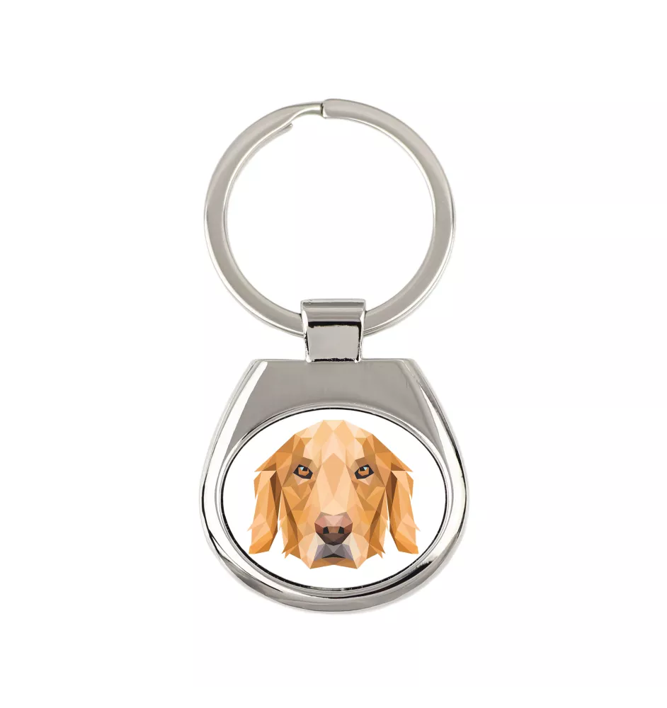 Golden Retriever - geometrischer Schlüsselanhänger mit Foto und Aufschrift Art-Dog