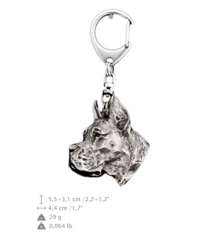 Dogue allemand, Grand danois I - Porte-clés argenté avec un chien dans une boîte cadeau, décoration de sac à main, pendentif de sac à dos par la marque Art-Dog