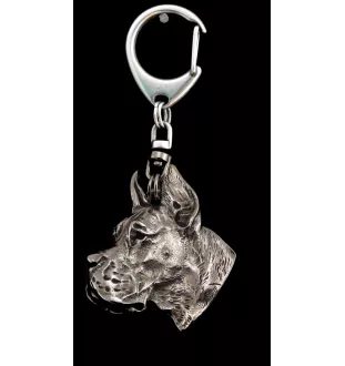 Dogue allemand, Grand danois I - Porte-clés argenté avec un chien dans une boîte cadeau, décoration de sac à main, pendentif de sac à dos par la marque Art-Dog