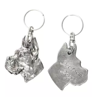 Deutsche Dogge, Ulmer Dogge, Große Dogge I - Versilberter Anhänger mit einem Hund in einer dekorativen Box, Handtaschenschmuck, Rucksackanhänger der Marke Art-Dog