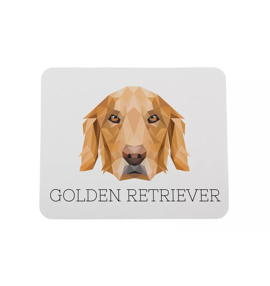 Golden Retriever - geometrisches Mauspad mit Bild und Aufschrift von Art-Dog