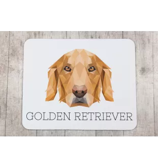 Golden Retriever - geometrisches Mauspad mit Bild und Aufschrift von Art-Dog