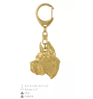 Dogue allemand, Grand danois I - Porte-clés doré avec chien dans boîte cadeau, décoration de sac à main, accessoire de luxe de la marque Art-Dog