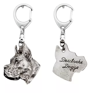 Great Dane I - Silver-plated key ring with dog, handbag decoration, backpack pendant by Art-Dog brand