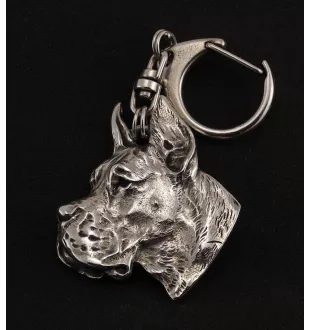 Great Dane I - Silver-plated key ring with dog, handbag decoration, backpack pendant by Art-Dog brand
