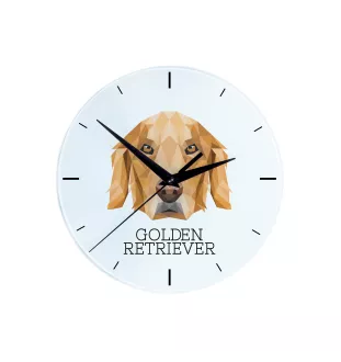 Golden Retriever - horloge murale géométrique avec photo et logo de la marque Art-Dog