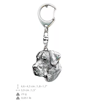 Dogue allemand, Grand danois II - Porte-clés argenté avec chien, décoration de sac à main, pendentif de sac à dos par la marque Art-Dog