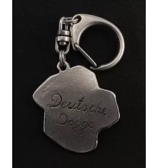 Great Dane II - Silver-plated key ring with dog, handbag decoration, backpack pendant by Art-Dog brand