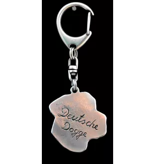 Dogue allemand, Grand danois II - Porte-clés argenté avec chien, décoration de sac à main, pendentif de sac à dos par la marque Art-Dog