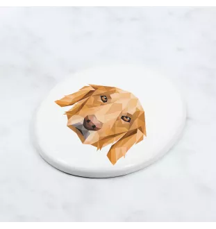 Golden Retriever - Fliese mit geometrischem Bild und Schriftzug der Marke Art-Dog