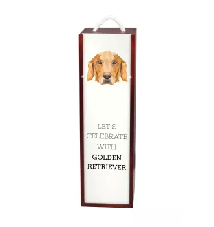 Golden Retriever - geometrische Box mit einem Bild und Schriftzug für Wein der Marke Art-Dog