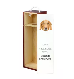 Golden Retriever - une boîte géométrique avec une photo et un texte pour le vin de la marque Art-Dog