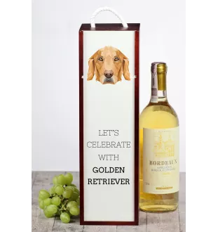 Golden Retriever - geometrische Box mit einem Bild und Schriftzug für Wein der Marke Art-Dog