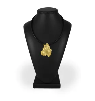 Deutsche Dogge, Ulmer Dogge, Große Dogge I - Hundehalsband in Geschenkbox, vergoldeter Anhänger für Hundefans, auffälliger Schmuck von Art-Dog