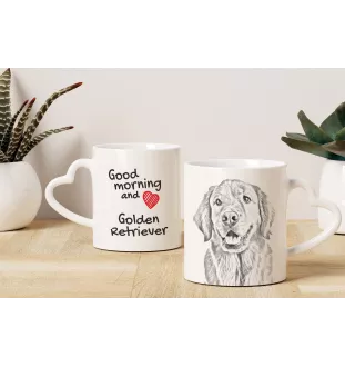 Golden Retriever - Tasse mit Hund, entzückende Tasse mit herzförmigem Henkel, universelles Geschenk der Marke Art-Dog